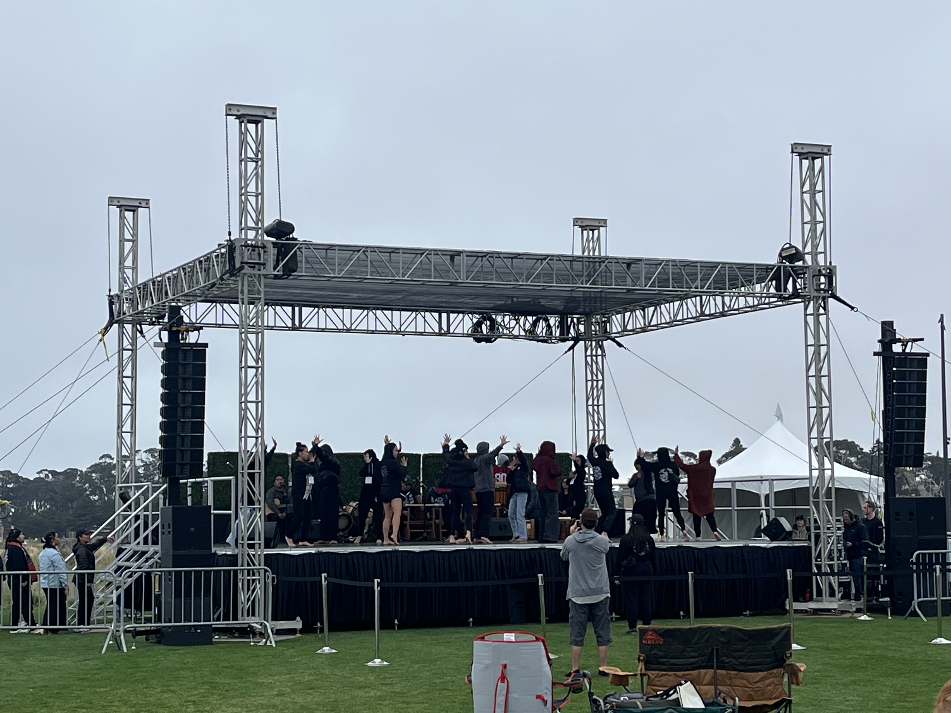 Festival main stage with flown line arrays