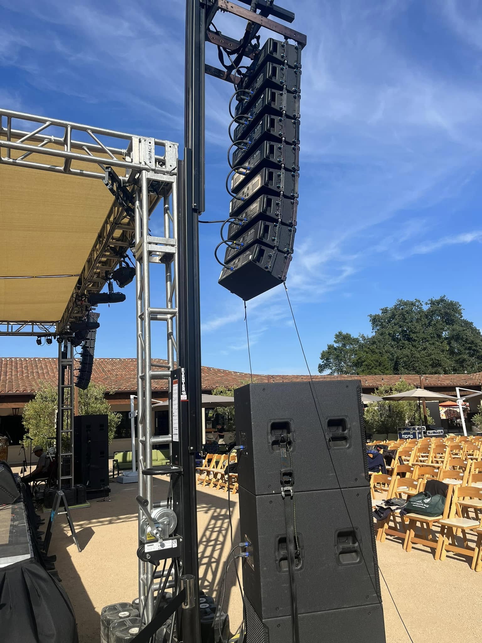 Vineyard concert — stage, canopy and flown PA